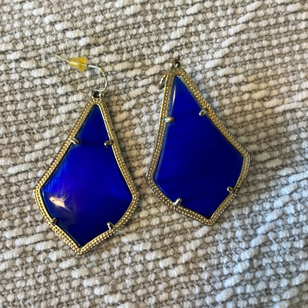 Kendra Scott Alexandra earrings in cobalt.